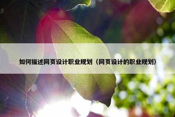 如何描述网页设计职业规划（网页设计的职业规划）