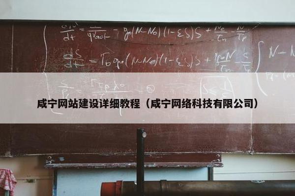 咸宁网站建设详细教程（咸宁网络科技有限公司）
