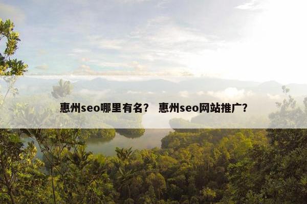 惠州seo哪里有名？ 惠州seo网站推广？