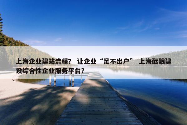 上海企业建站流程？ 让企业“足不出户” 上海酝酿建设综合性企业服务平台？