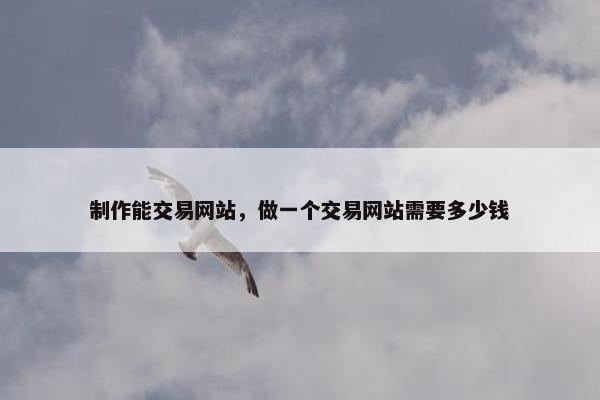 制作能交易网站，做一个交易网站需要多少钱