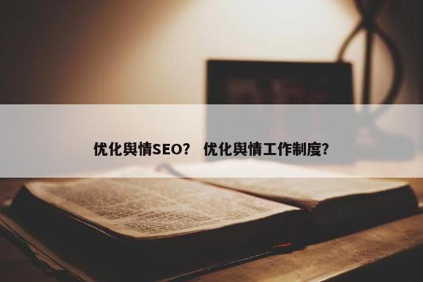 优化舆情SEO？ 优化舆情工作制度？