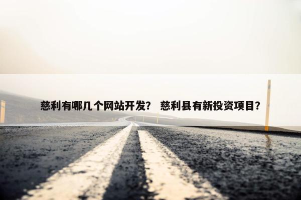 慈利有哪几个网站开发？ 慈利县有新投资项目？