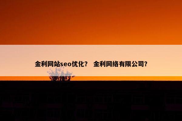 金利网站seo优化？ 金利网络有限公司？