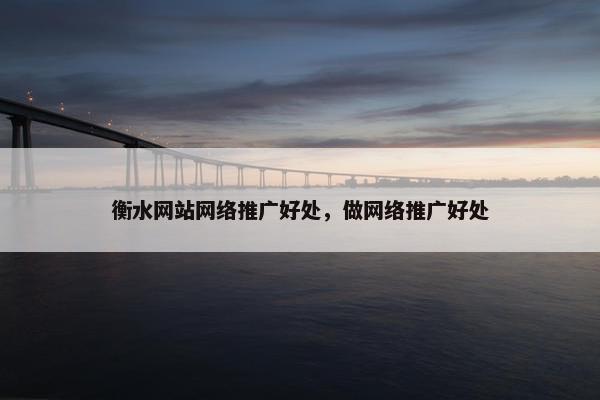 衡水网站网络推广好处，做网络推广好处