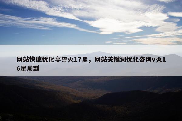 网站快速优化享誉火17星，网站关键词优化咨询v火16星周到