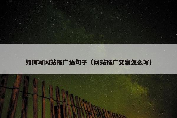如何写网站推广语句子（网站推广文案怎么写）