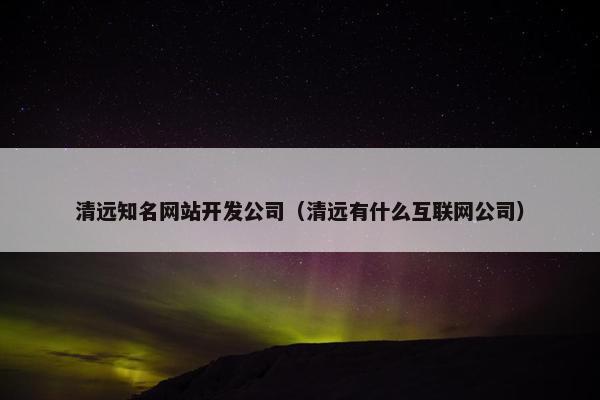 清远知名网站开发公司（清远有什么互联网公司）