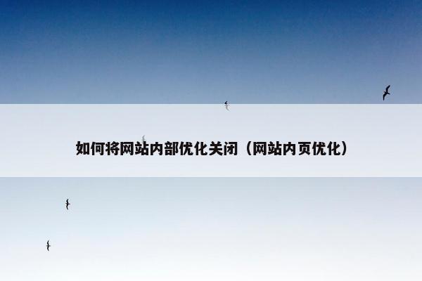 如何将网站内部优化关闭（网站内页优化）