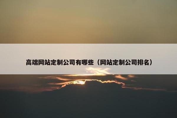 高端网站定制公司有哪些（网站定制公司排名）