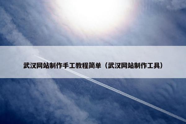 武汉网站制作手工教程简单（武汉网站制作工具）