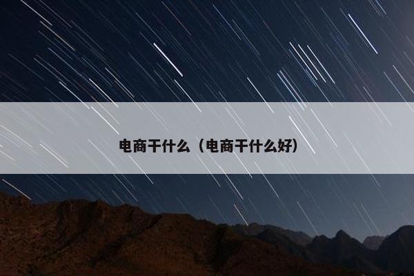 电商干什么（电商干什么好）