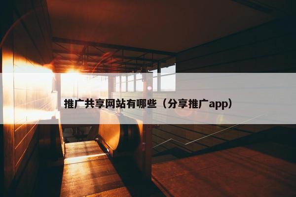 推广共享网站有哪些（分享推广app）