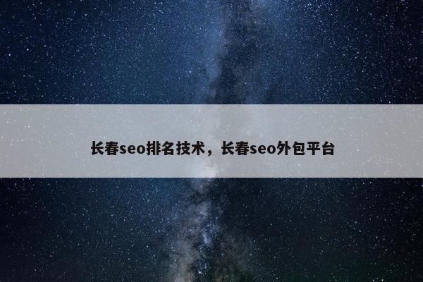 长春seo排名技术，长春seo外包平台
