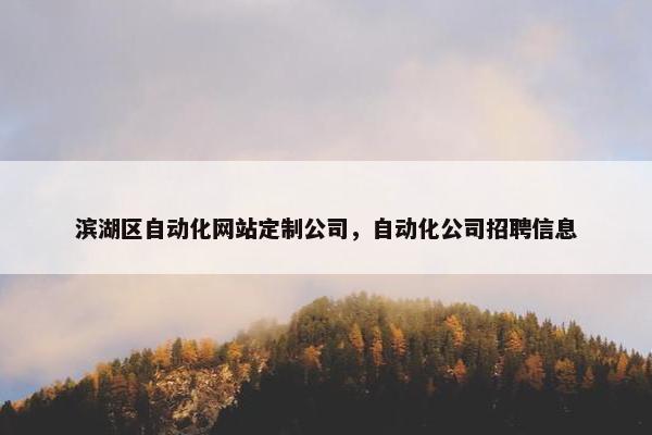 滨湖区自动化网站定制公司，自动化公司招聘信息