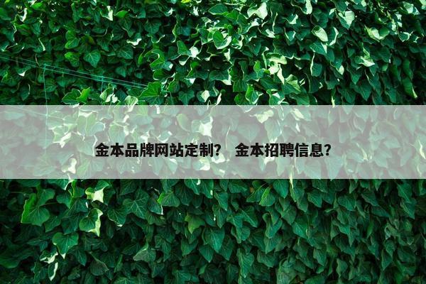 金本品牌网站定制？ 金本招聘信息？