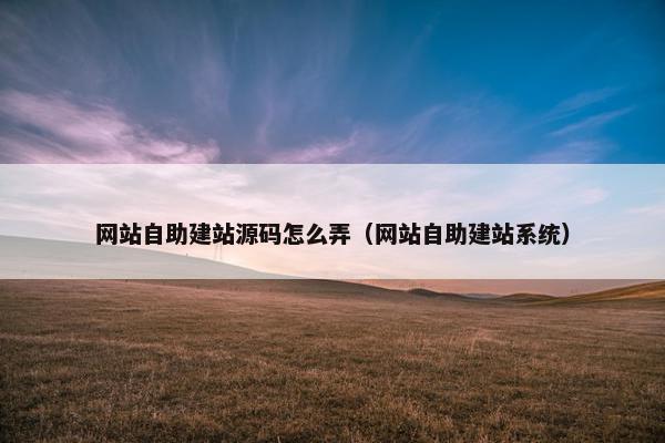 网站自助建站源码怎么弄（网站自助建站系统）