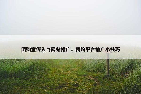 团购宣传入口网站推广，团购平台推广小技巧