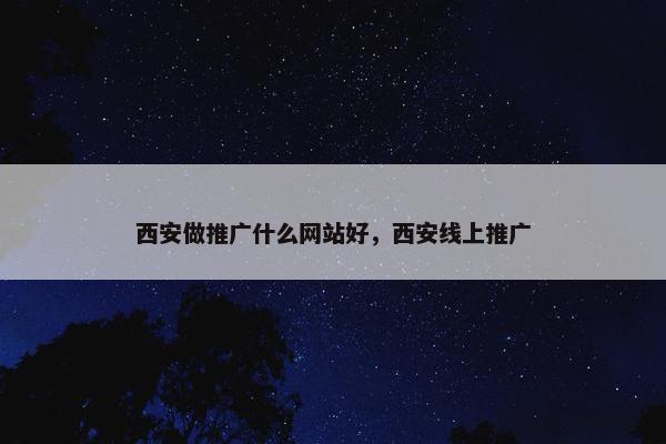 西安做推广什么网站好，西安线上推广