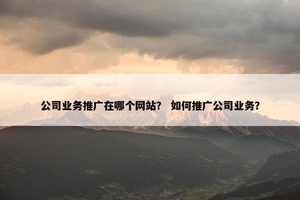 公司业务推广在哪个网站？ 如何推广公司业务？