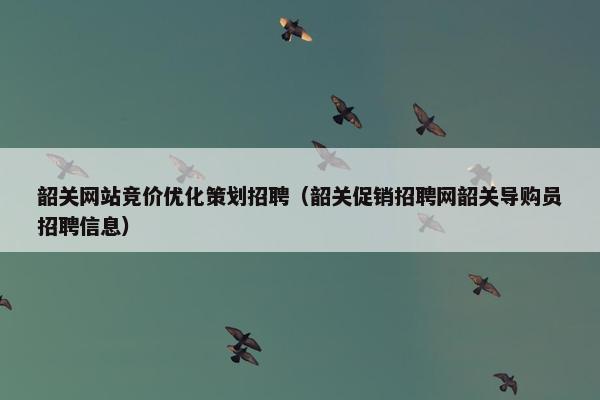 韶关网站竞价优化策划招聘（韶关促销招聘网韶关导购员招聘信息）