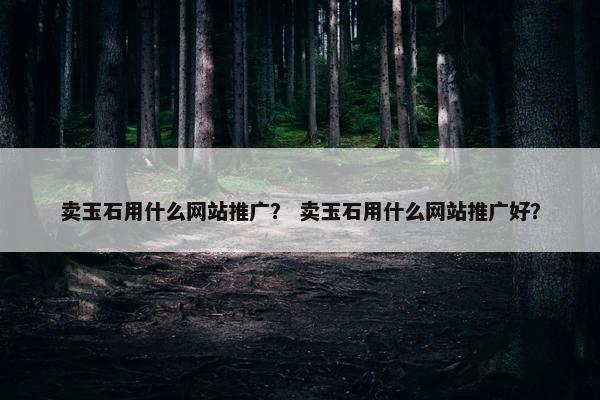 卖玉石用什么网站推广？ 卖玉石用什么网站推广好？