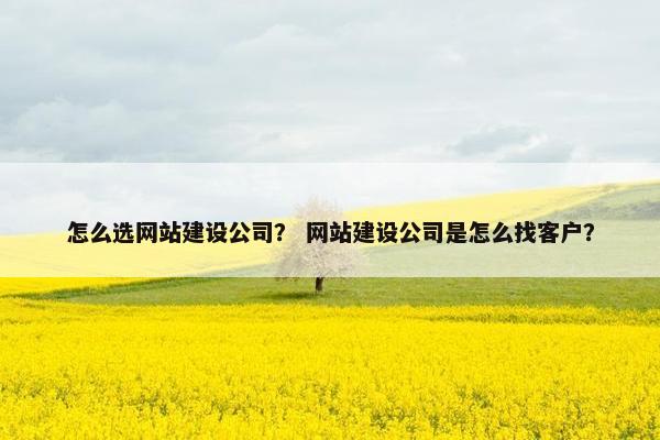 怎么选网站建设公司？ 网站建设公司是怎么找客户？