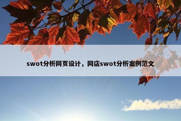 swot分析网页设计，网店swot分析案例范文