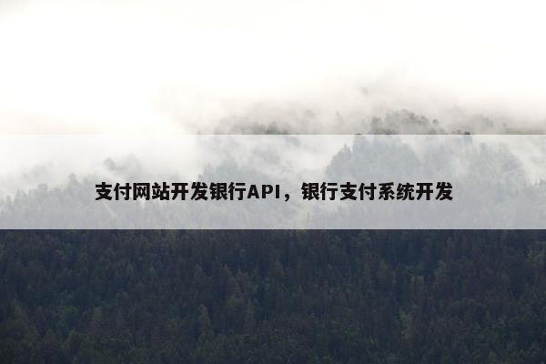 支付网站开发银行API，银行支付系统开发