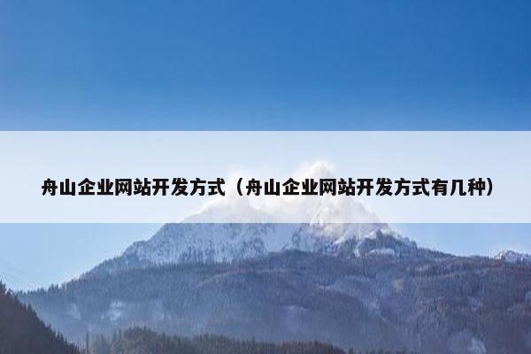 舟山企业网站开发方式（舟山企业网站开发方式有几种）