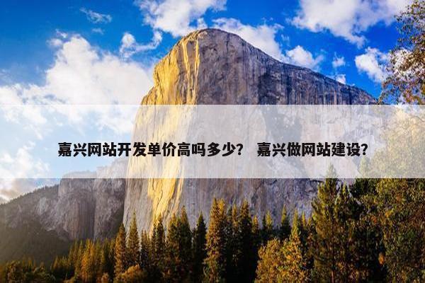 嘉兴网站开发单价高吗多少？ 嘉兴做网站建设？