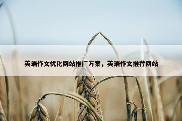 英语作文优化网站推广方案，英语作文推荐网站
