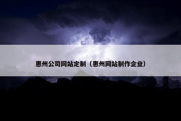 惠州公司网站定制（惠州网站制作企业）