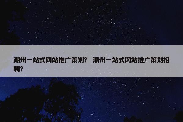 潮州一站式网站推广策划？ 潮州一站式网站推广策划招聘？