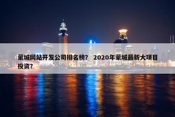 蒙城网站开发公司排名榜？ 2020年蒙城最新大项目投资？