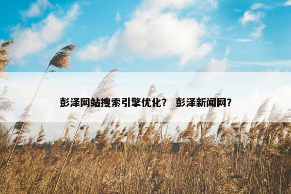 彭泽网站搜索引擎优化？ 彭泽新闻网？