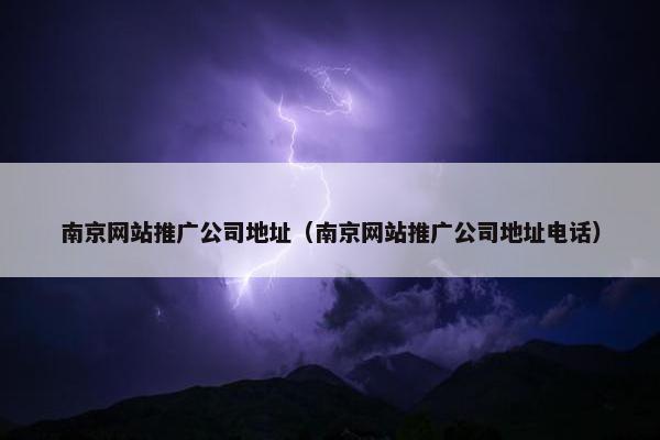 南京网站推广公司地址（南京网站推广公司地址电话）