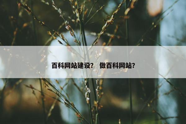 百科网站建设？ 做百科网站？