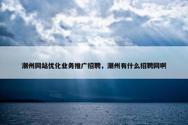 潮州网站优化业务推广招聘，潮州有什么招聘网啊