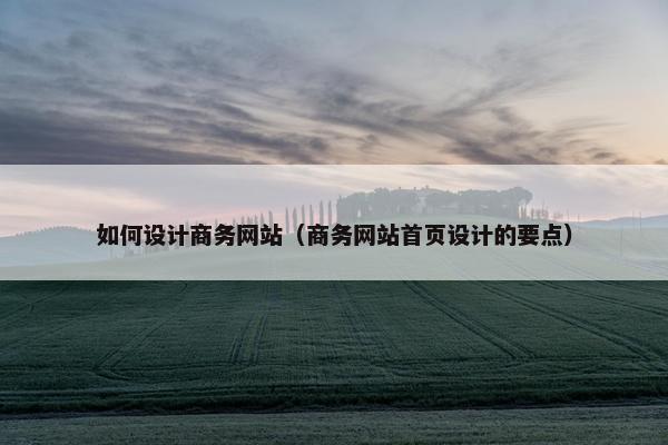 如何设计商务网站（商务网站首页设计的要点）