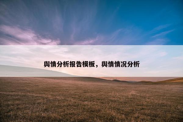 舆情分析报告模板，舆情情况分析