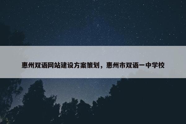 惠州双语网站建设方案策划，惠州市双语一中学校