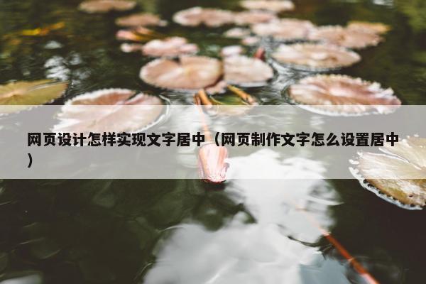 网页设计怎样实现文字居中（网页制作文字怎么设置居中）