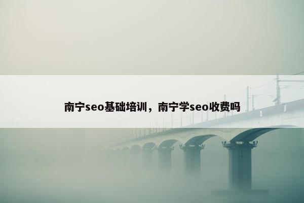 南宁seo基础培训，南宁学seo收费吗