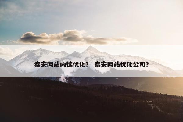 泰安网站内链优化？ 泰安网站优化公司？