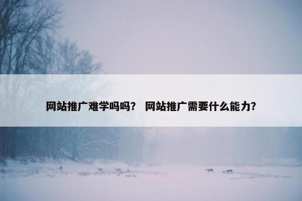 网站推广难学吗吗？ 网站推广需要什么能力？