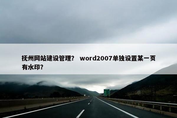 抚州网站建设管理？ word2007单独设置某一页有水印？