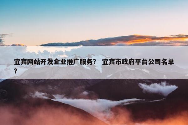 宜宾网站开发企业推广服务？ 宜宾市政府平台公司名单？