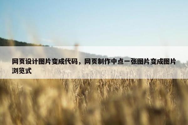 网页设计图片变成代码，网页制作中点一张图片变成图片浏览式
