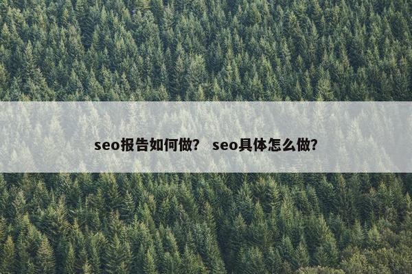 seo报告如何做？ seo具体怎么做？
